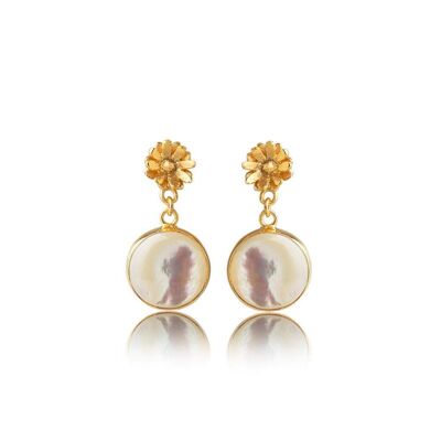 Agape Earrings Mother Of Pearl 925 Gold Plated