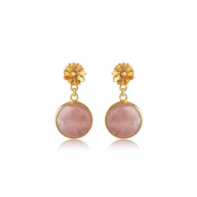 Agape Earrings Rose Quartz 925 Gold Plated