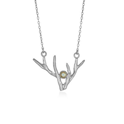 Artemis Deer Necklace Labradorite 925 Silver Plated
