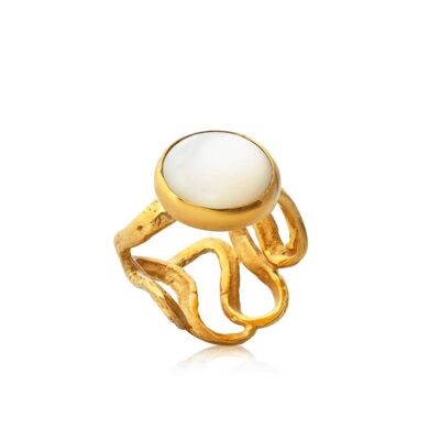 Asterope Snake Ring Pearl925 Gold Plated