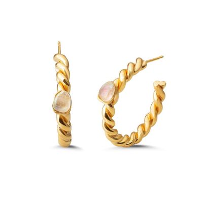 Cassidy Hoop Earrings Moonstone 925 Gold Plated