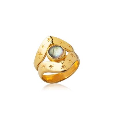 Cosmic Armor Ring Labradorite925 Gold Plated