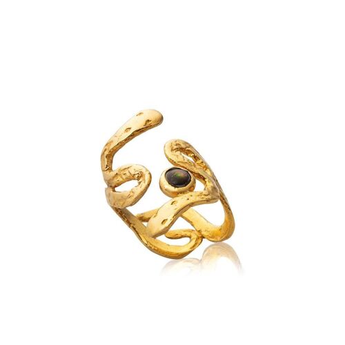 Electra Snake Ring Onyx925 Gold Plated