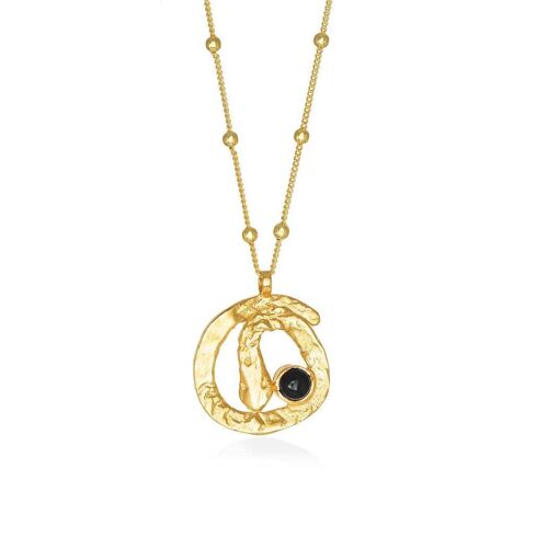 Hecate’s Wheel Pendant Onyx 925 Gold Plated