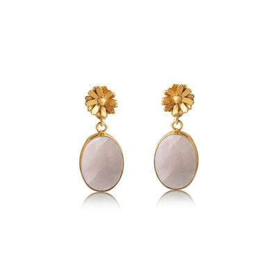 Pendientes Hermione Cuarzo Rosa 925 Chapado en Oro