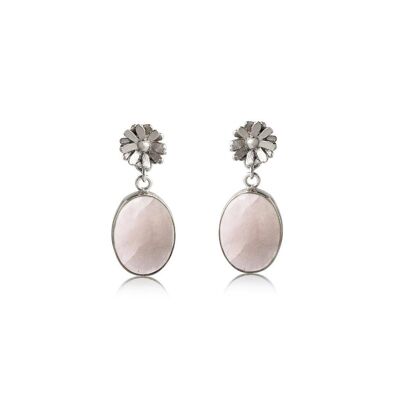 Boucles d'Oreilles Hermione Quartz Rose Plaqué Argent 925