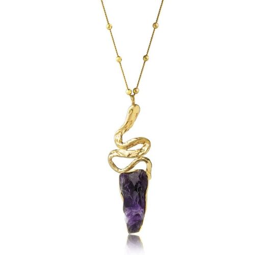 Leia Snake Pendant Amethyst 925 Gold Plated