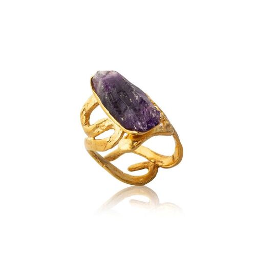Leia Snake Ring Amethyst925 Gold Plated