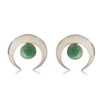 Boucles d'Oreilles Luna Aventurine Plaqué Or 925 2