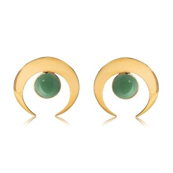 Boucles d'Oreilles Luna Aventurine Plaqué Argent 925 2