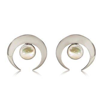 Boucles d'Oreilles Luna Perle Plaqué Or 925 2