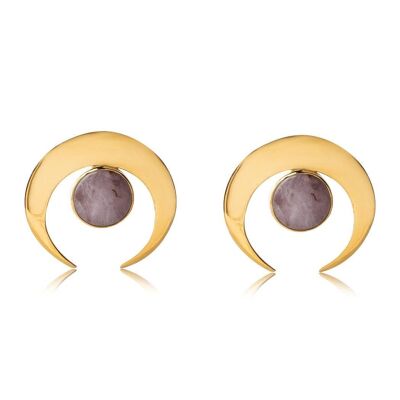 Luna Earrings Rose Quartz 925 Gold Plated