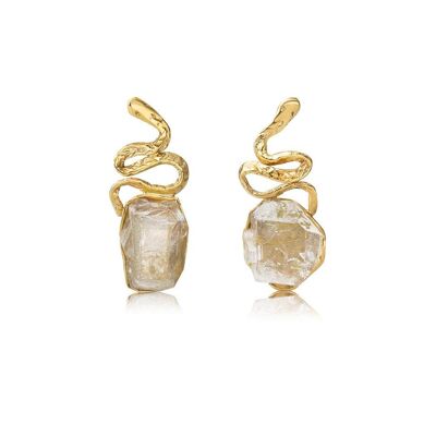 Maia Snake Earrings Apophyllite925 Gold Plated