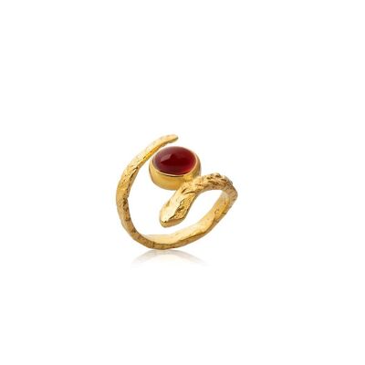 Ouroboros Ring Karneol925 Vergoldet