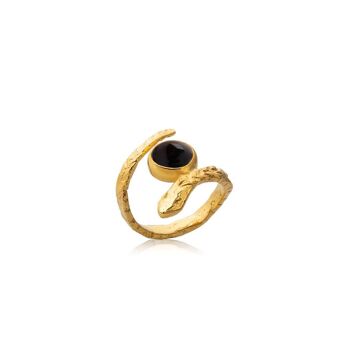 Bague Ouroboros Onyx925 Plat. Plaqué 1