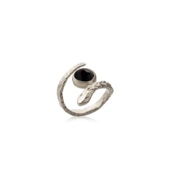 Bague Ouroboros Onyx925 Plat. Plaqué 2