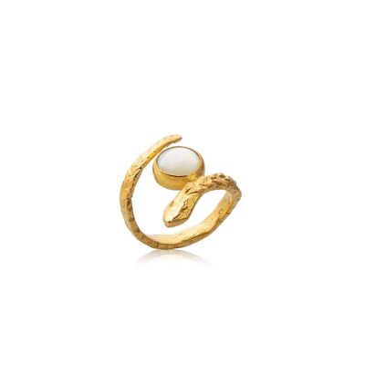 Ouroboros Ring Perle925 vergoldet