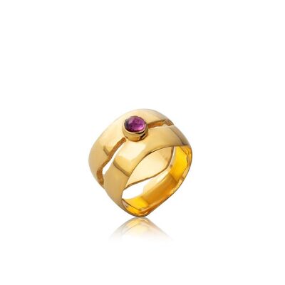 Rati Signet Ring Garnet925 Gold Plated