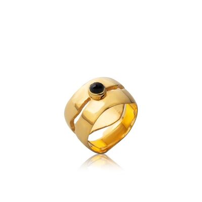 Rati Signet Ring Onyx925 Gold Plated