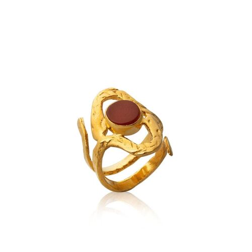 Taygete Snake Ring Carnelian925 Gold Plated