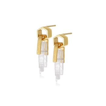 Boucles d'Oreilles Tycia Quartz925 Plaqué Or 1