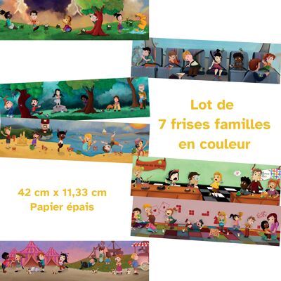 7 frises familles de 42cm en couleur en papier épais