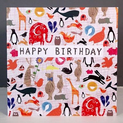 Birthday Menagerie - Square Greeting Card