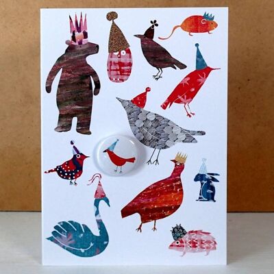 Party Hats - Greeting card with badge