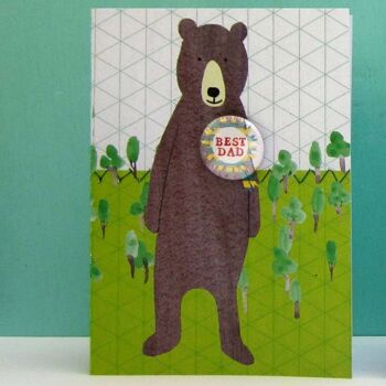 Bear Best Dad - Carte de voeux avec badge 7