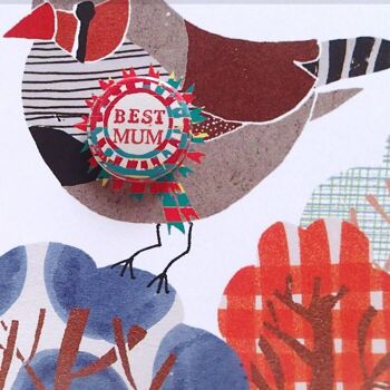 Finch Bird Best Mum - Carte de voeux avec badge 2