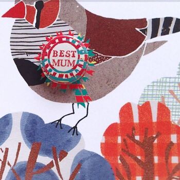 Finch Bird Best Mum - Carte de voeux avec badge 4