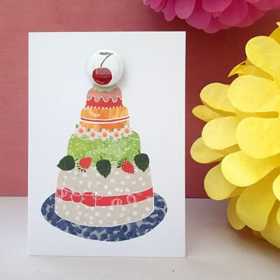 Greeting card with badge - Cherry cake