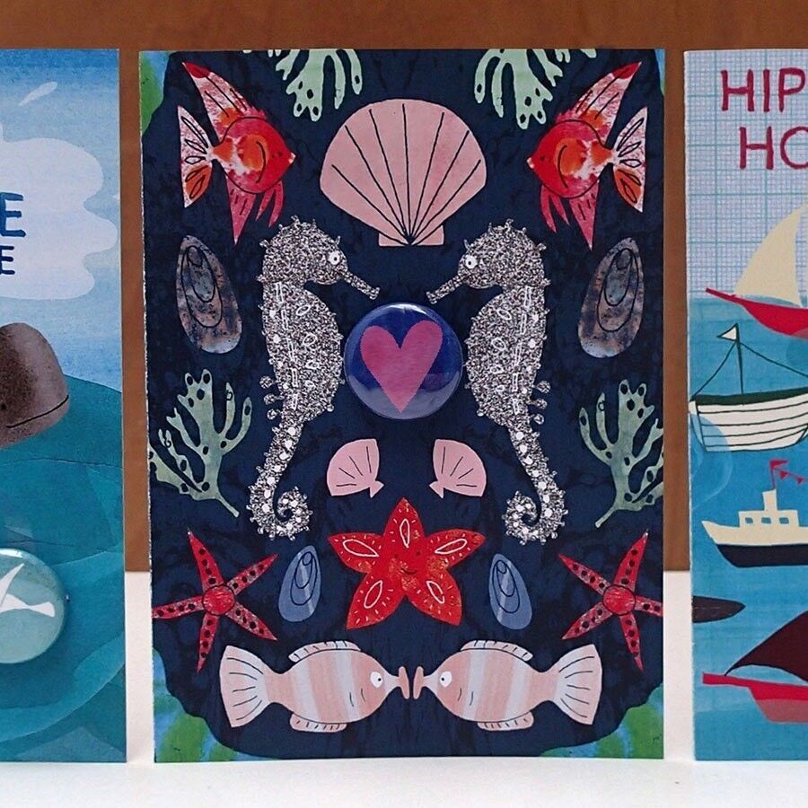 Biglietto d&#039;auguri con distintivo - Cuore di cavalluccio marino