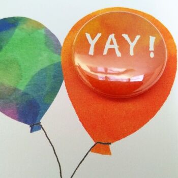 Carte de voeux avec badge - Balloon Dog Yay ! 3
