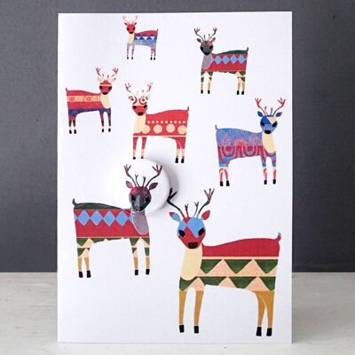 Trifle Reindeer - Carte de voeux de Noël avec badge