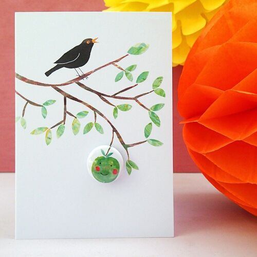 Happy Apple - Greeting card with badge