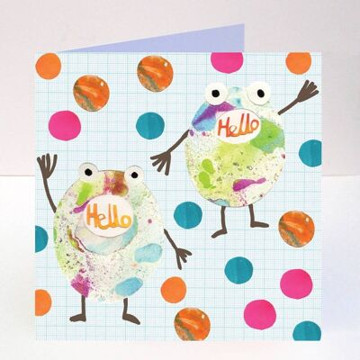 Square greeting card - Hello Friends , shouties card