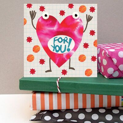 Square greeting card - For you heart