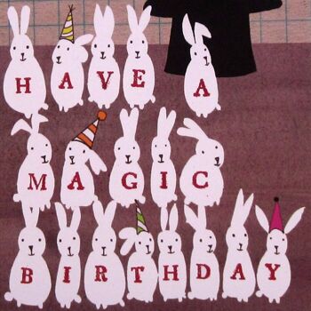 Magic Birthday - Carte d'anniversaire avec badge lapin 2