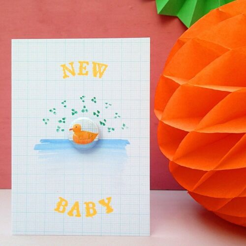 New Baby Duckling - Greeting card with badge