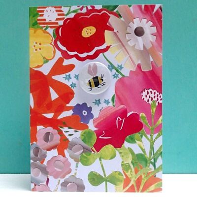 Bee Floral - Greeting card with badge
