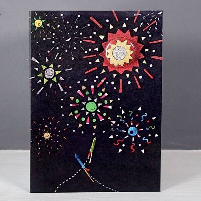 Fireworks - Greeting card with badge