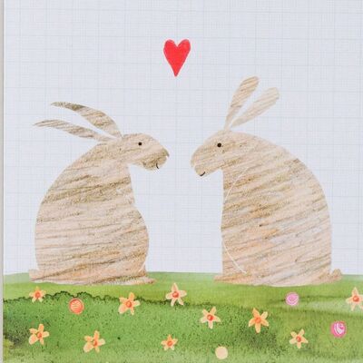 Coeur de lapins - Carte carrée