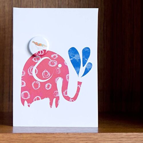 Water Elephant - Greeting card with badge