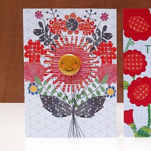 Greeting card with badge - Flower Lady