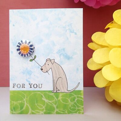 For You Dog - Greeting card with badge