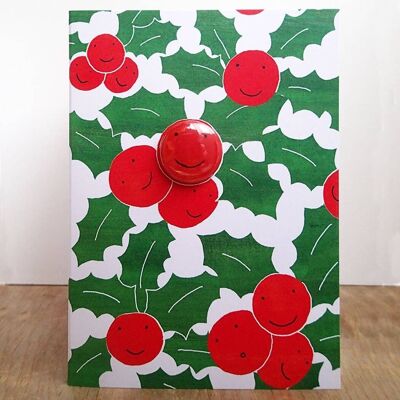 Holly - Christmas greeting card with badge