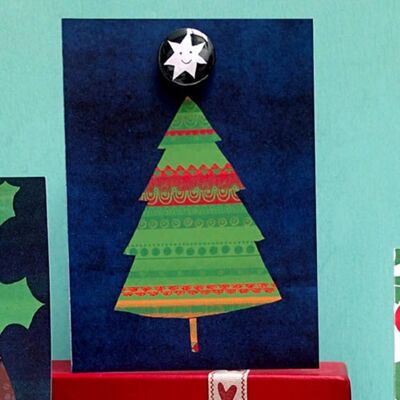 Tree Star - Carte de Noël avec badge