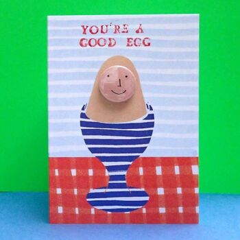 Good Egg - Carte de voeux avec badge 1