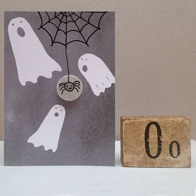 Ghosts  & Spider - Greeting card with badge
